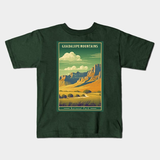 Guadalupe Mountains National Park Travel Poster Kids T-Shirt by GreenMary Design